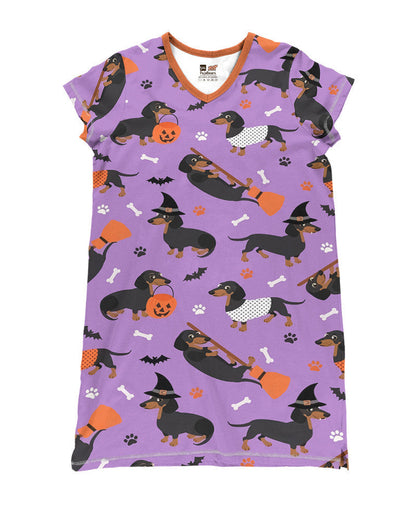 Halloween Dachshund Shineful® V-Neck Nightshirts 02 Hg23