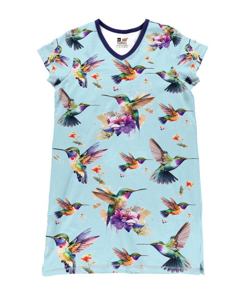 Humming Bird Shineful® V-Neck Nightshirts Colorful Mn8 S / Blue