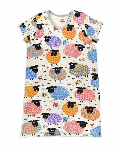 Sheep Shineful® V-Neck Women’s Nightshirts Colorful Qa55