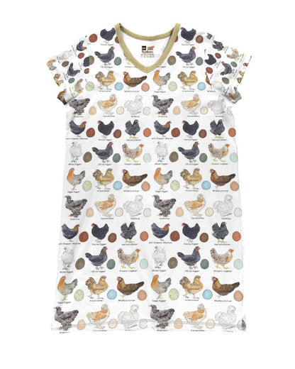 Chicken Shineful® V-Neck Nightshirts Color Off Eggs Hc2