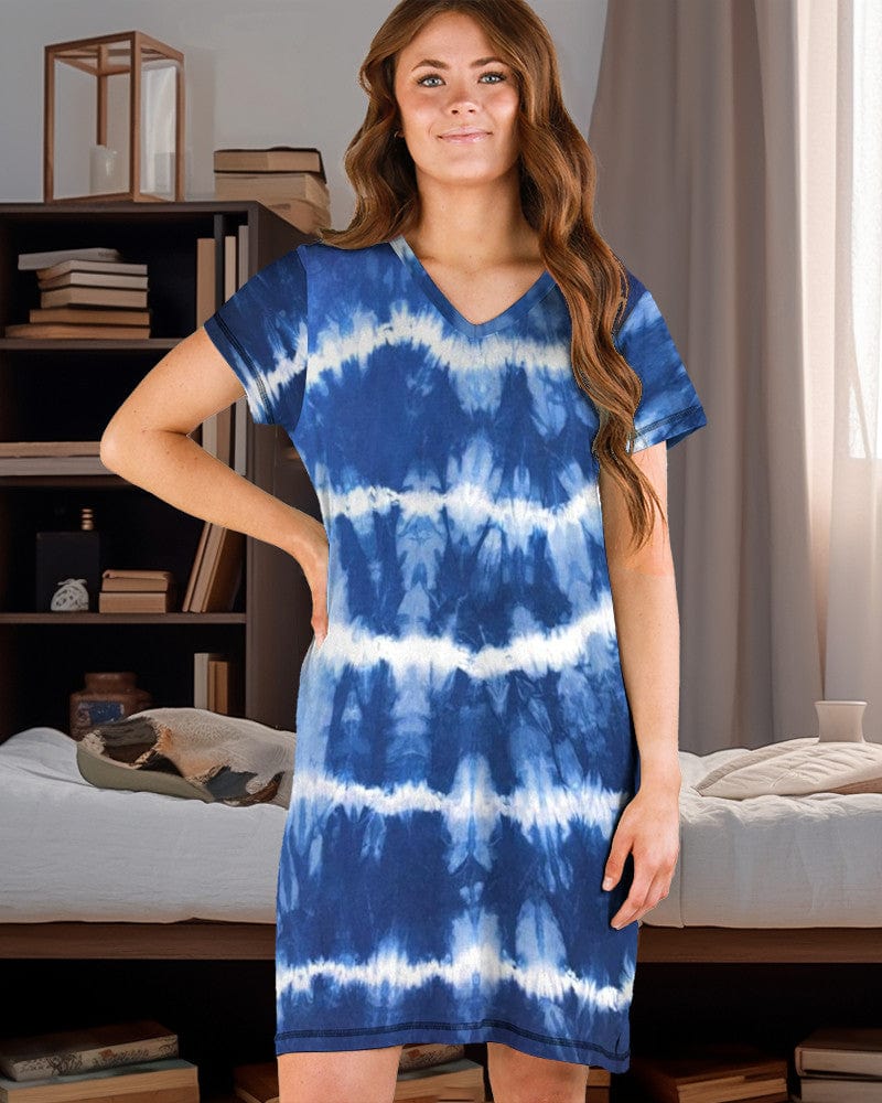 Tie Dye V-Neck Shineful® Nightshirt Ocean Hm8 Nightshirts