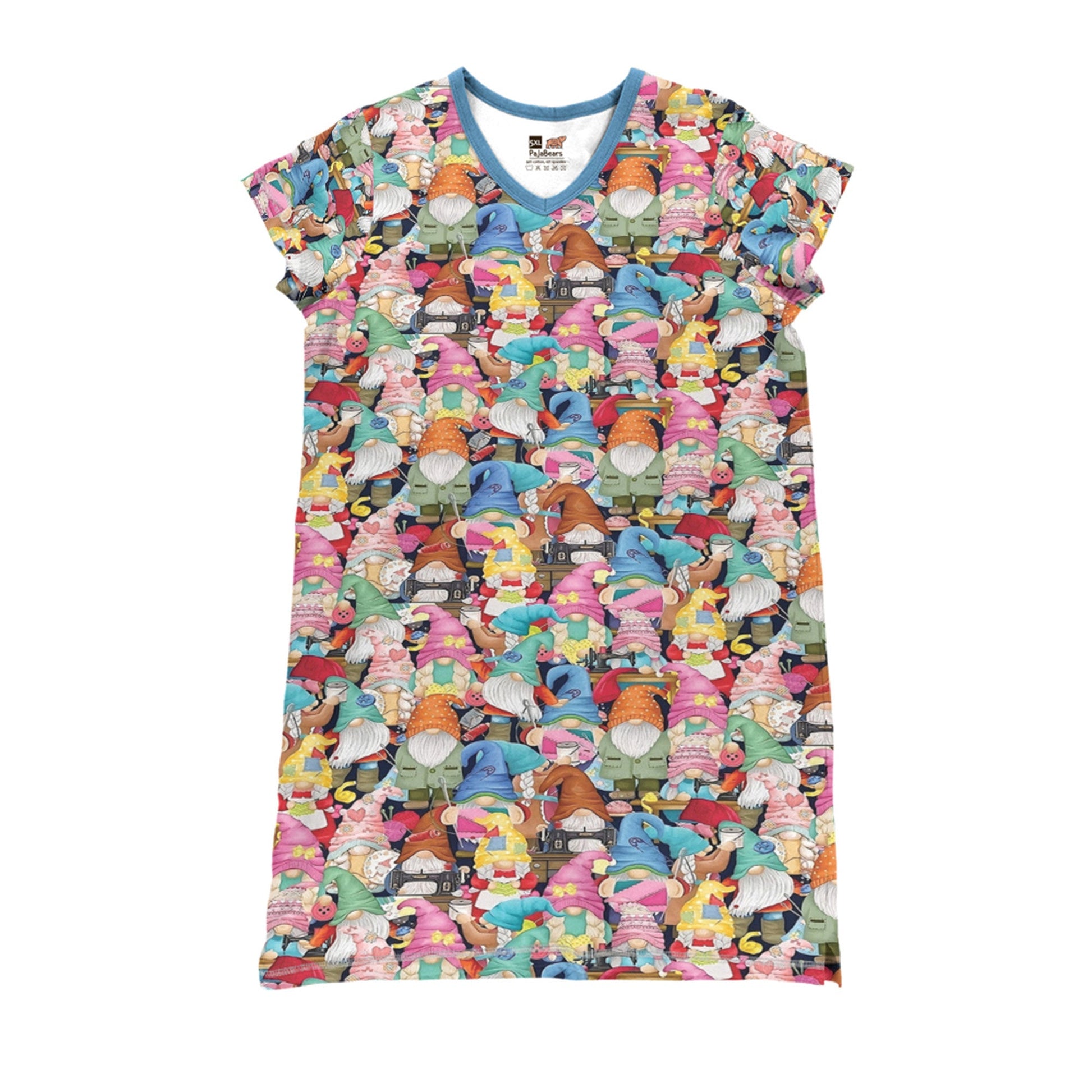 Quilting Shineful® V-Neck Nightshirts Busy Gnomes Tn22