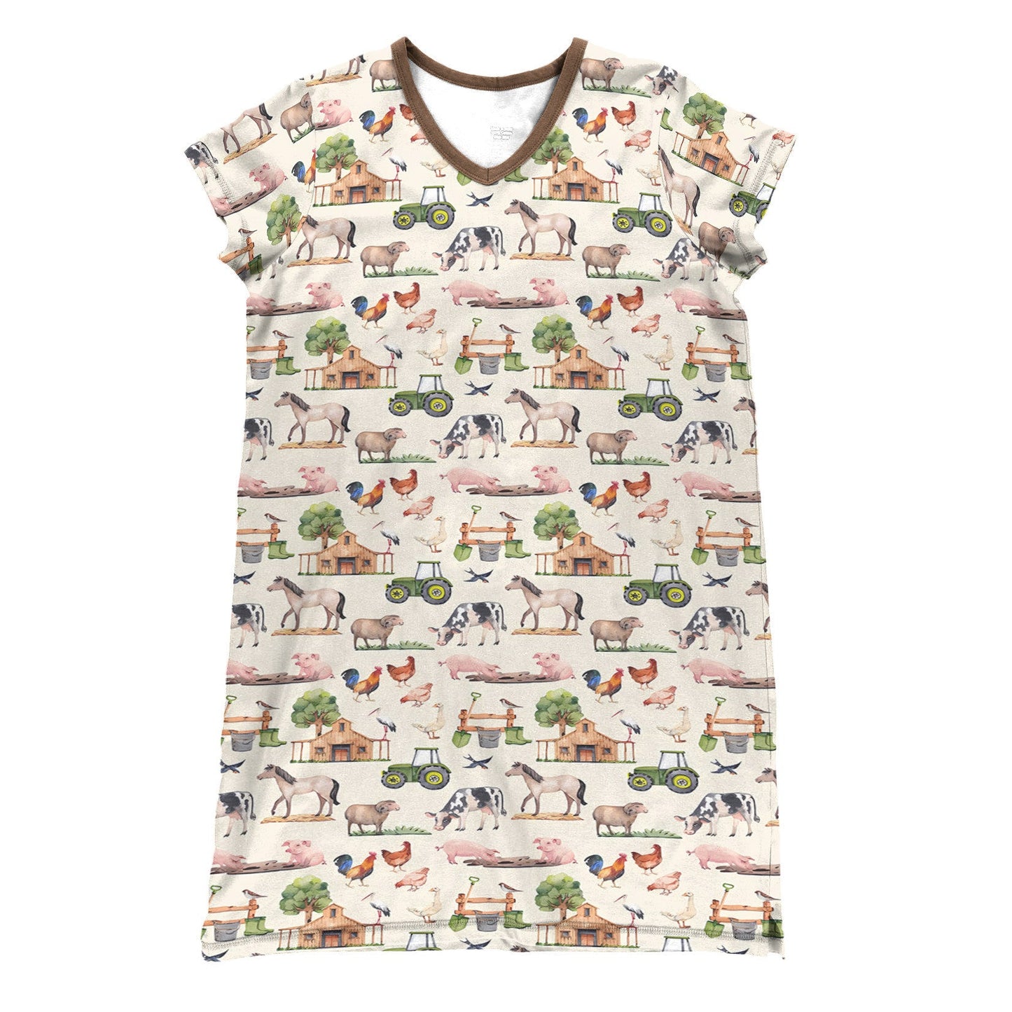 Farm Shineful® V-Neck Nightshirts Friendly Tl10