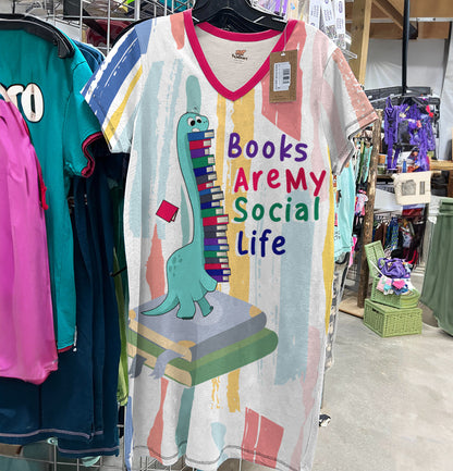 Book Shineful® V-Neck Women’s Nightshirts Books Are My Social Life Efficient Nl09 Nightshirt