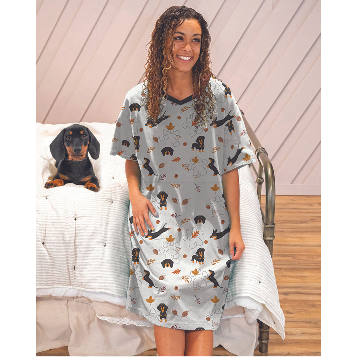 Dachshund Shineful® V-Neck Nightshirts Autumn Baby Tn22