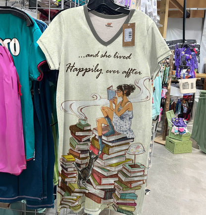 Reading Shineful® V-Neck Nightshirts And She Lived Happily Ever After Th7 Nightshirt