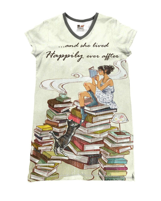 Reading Shineful® V-Neck Nightshirts And She Lived Happily Ever After Th7 Nightshirt