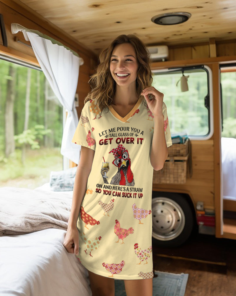 Chicken V-Neck Shineful® Nightshirt Hm8 Nightshirts