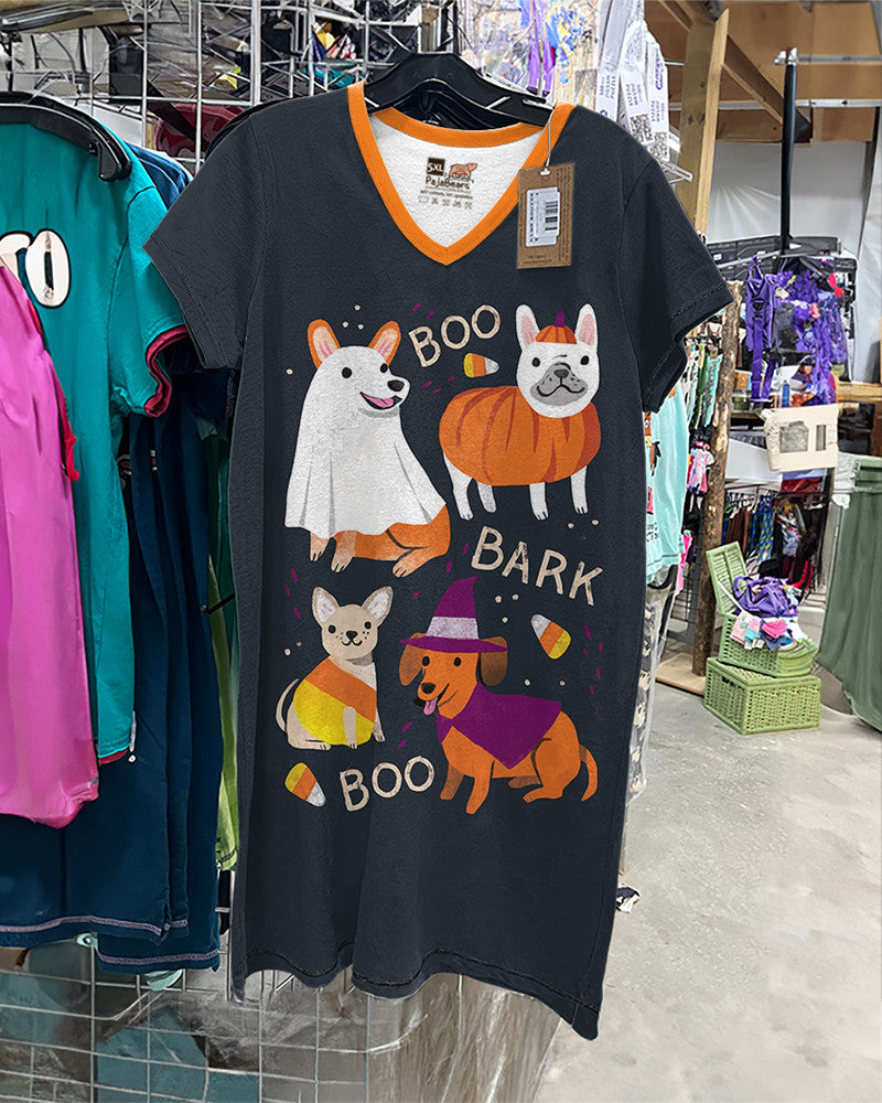 Halloween Dogs Shineful® V-Neck Nightshirts Boo Bark Hg23