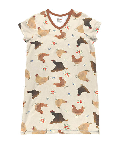 Chicken Shineful® V-Neck Nightshirts Adorable Chickens Lk8 Nightshirt