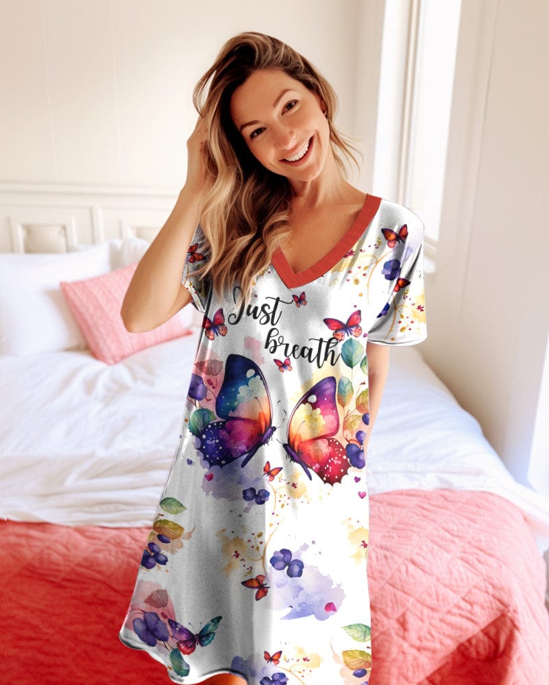 Butterfly Shineful® V-Neck Nightshirts Colorful Mn8