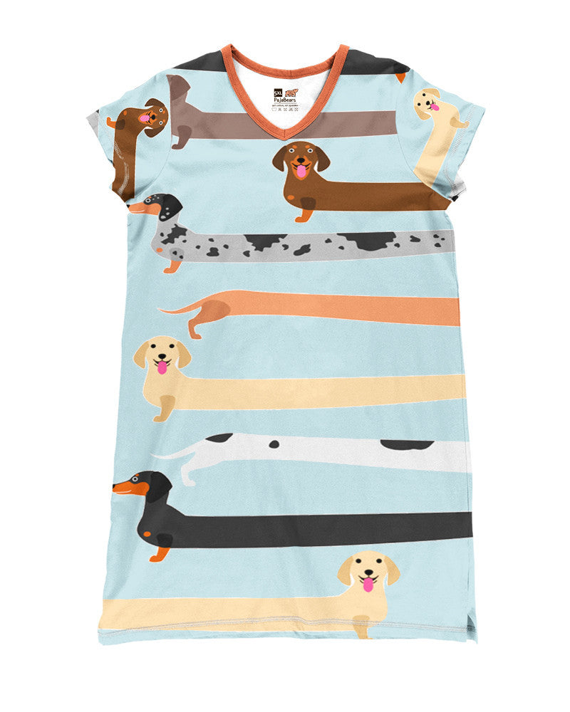 Dachshund Shineful® V-Neck Nightshirts Long Wiener Mn8