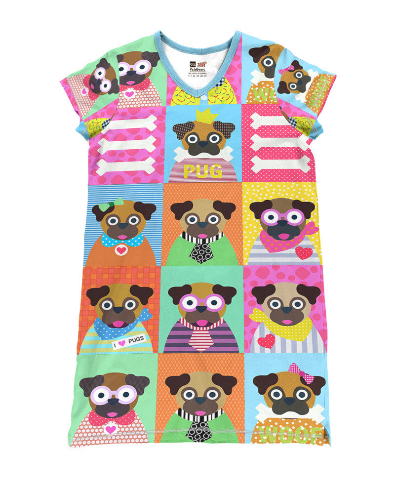 Pug V-Neck Shineful® Nightshirt Just A Girl Who Loves Hm8 Nightshirts