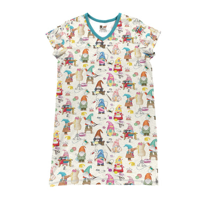 Quilting Shineful® V-Neck Nightshirts Sewing Gnomes Tn22