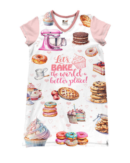 Bake Shineful® V-Neck Nightshirts Let’s Bake Nl09