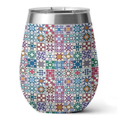 Quilting 12 Oz Shineful™ Wine Tumbler Traditional Blocks Tl10 12Oz