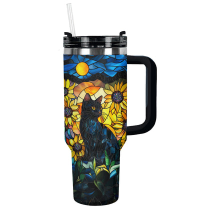 Shineful Tumbler Glass Feline Under The Moon