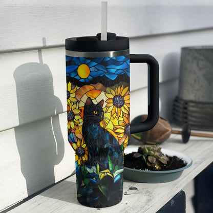 Shineful Tumbler Glass Feline Under The Moon