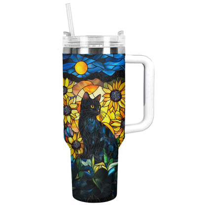 Shineful Tumbler Glass Feline Under The Moon