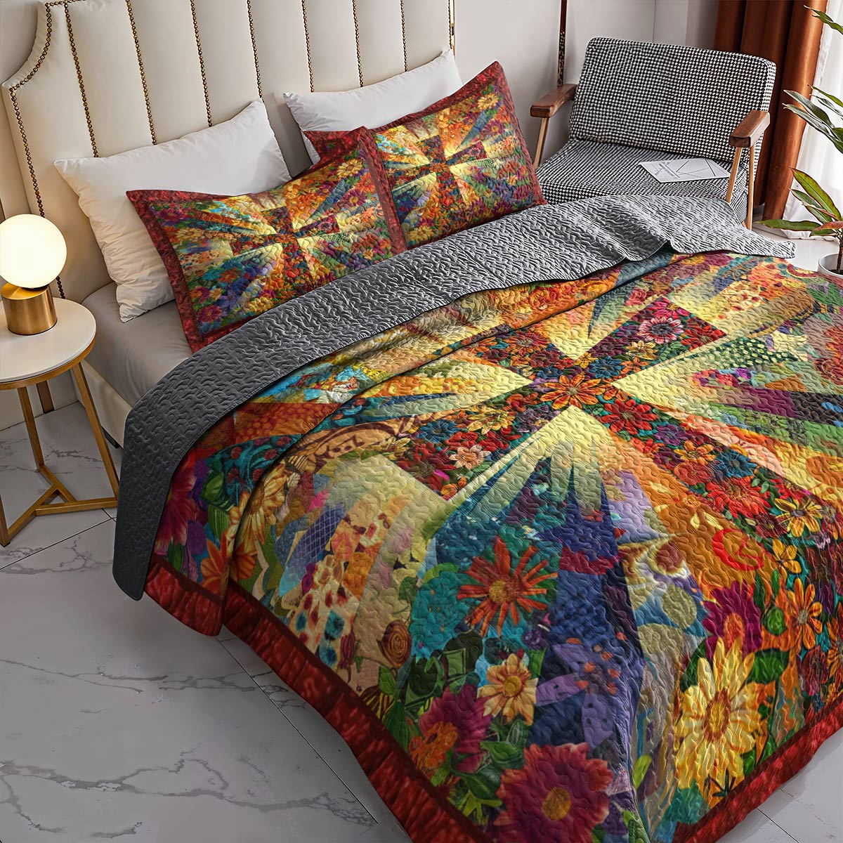 Shineful All Season Quilt 3-Piece Set God Flowers Love