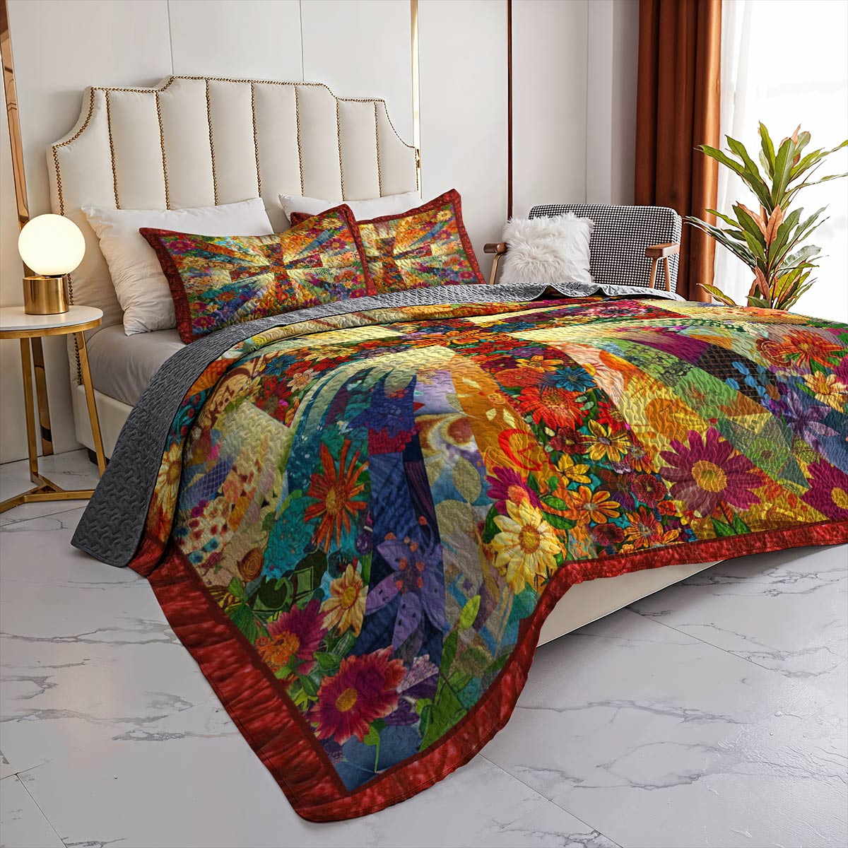 Shineful All Season Quilt 3-Piece Set God Flowers Love