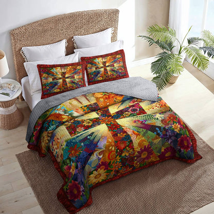 Shineful All Season Quilt 3-Piece Set God Flowers Love