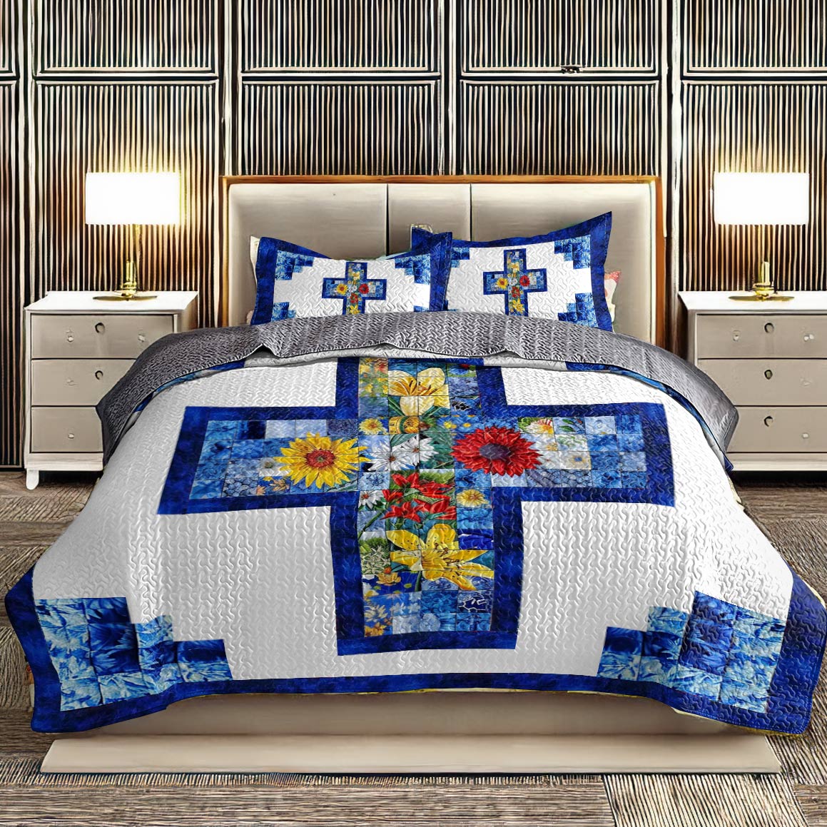 Shineful All Season Quilt 3-Piece Set God Gorgeous Flowers Love