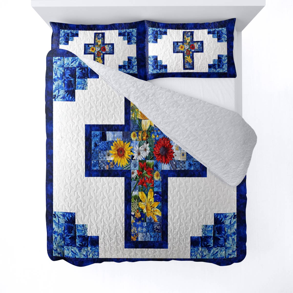 Shineful All Season Quilt 3-Piece Set God Gorgeous Flowers Love