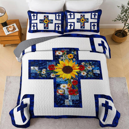 Shineful All Season Quilt 3-Piece Set Charming Sunflower God