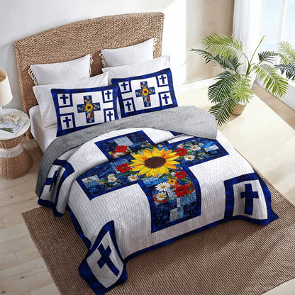 Shineful All Season Quilt 3-Piece Set Charming Sunflower God