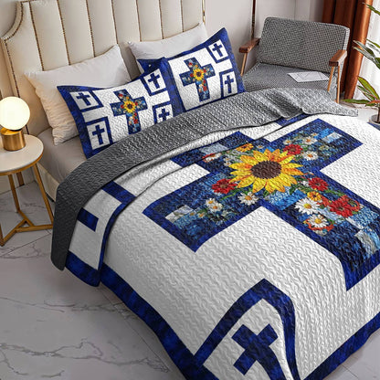 Shineful All Season Quilt 3-Piece Set Charming Sunflower God