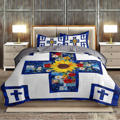 Shineful All Season Quilt 3-Piece Set Charming Sunflower God