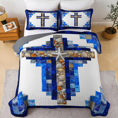 Shineful All Season Quilt 3-Piece Set Faith Hope Beach