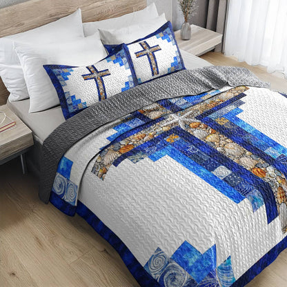 Shineful All Season Quilt 3-Piece Set Faith Hope Beach