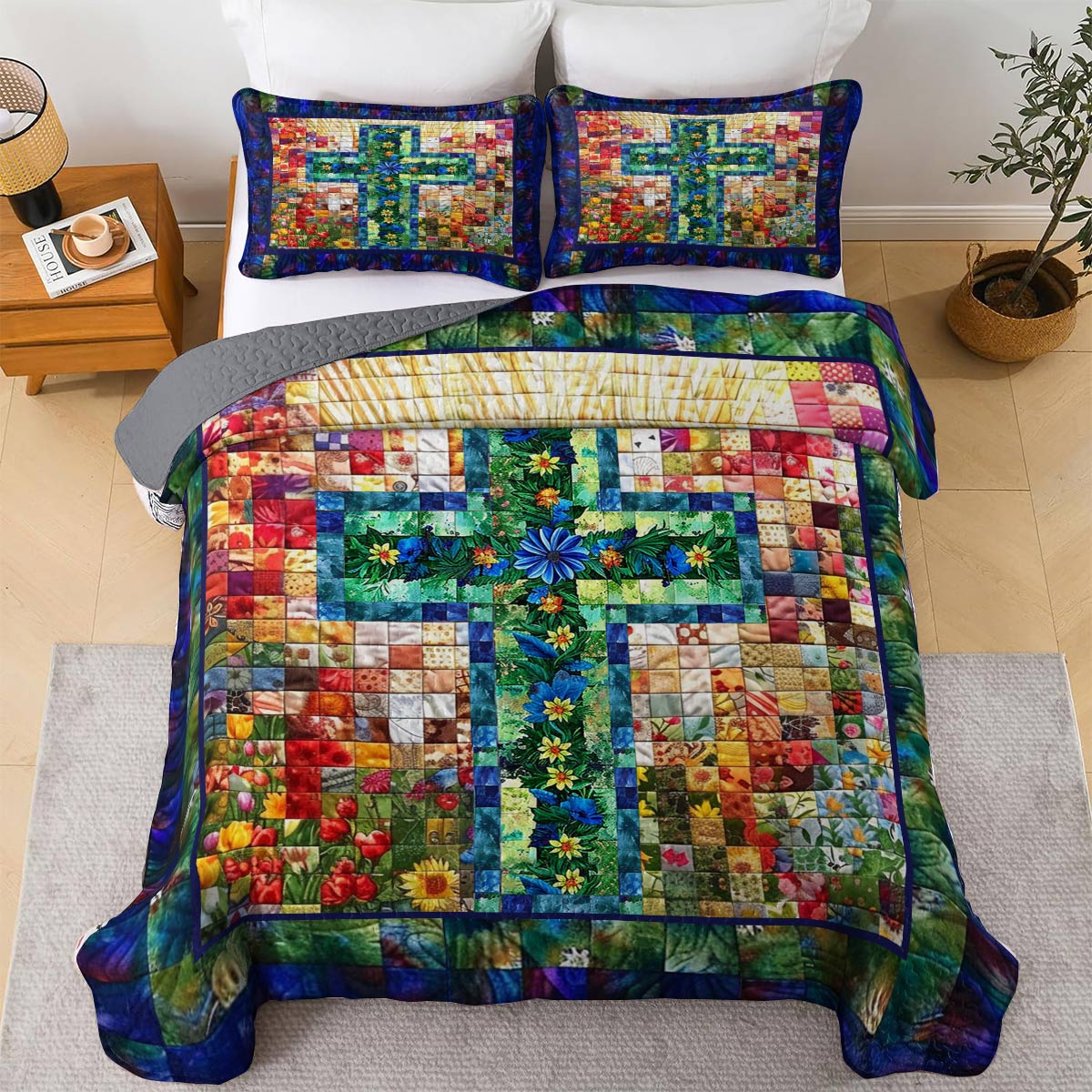 Shineful All Season Quilt 3-Piece Set My Soul Is Blooming