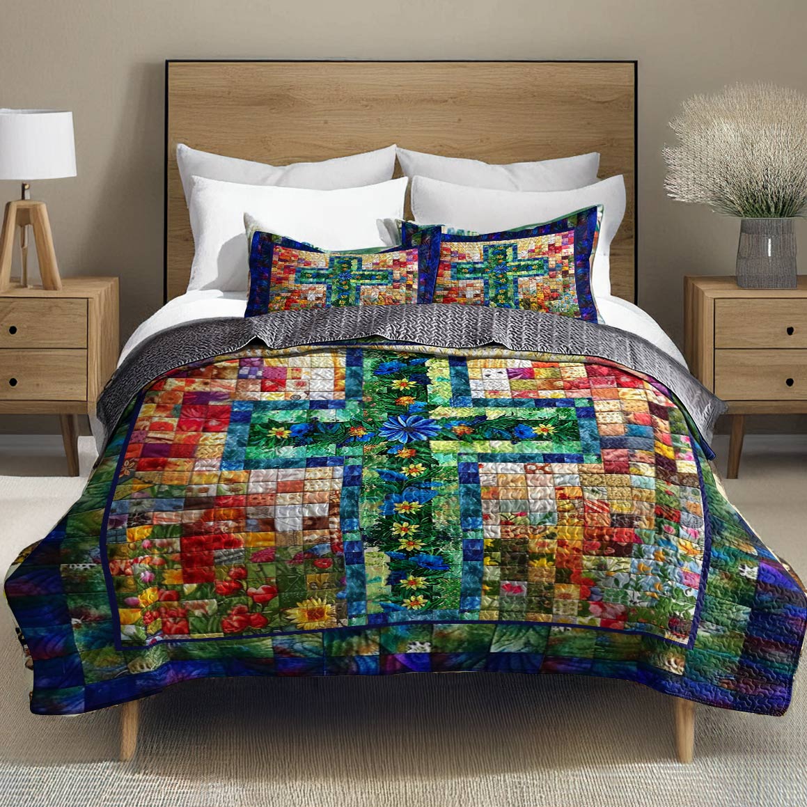 Shineful All Season Quilt 3-Piece Set My Soul Is Blooming