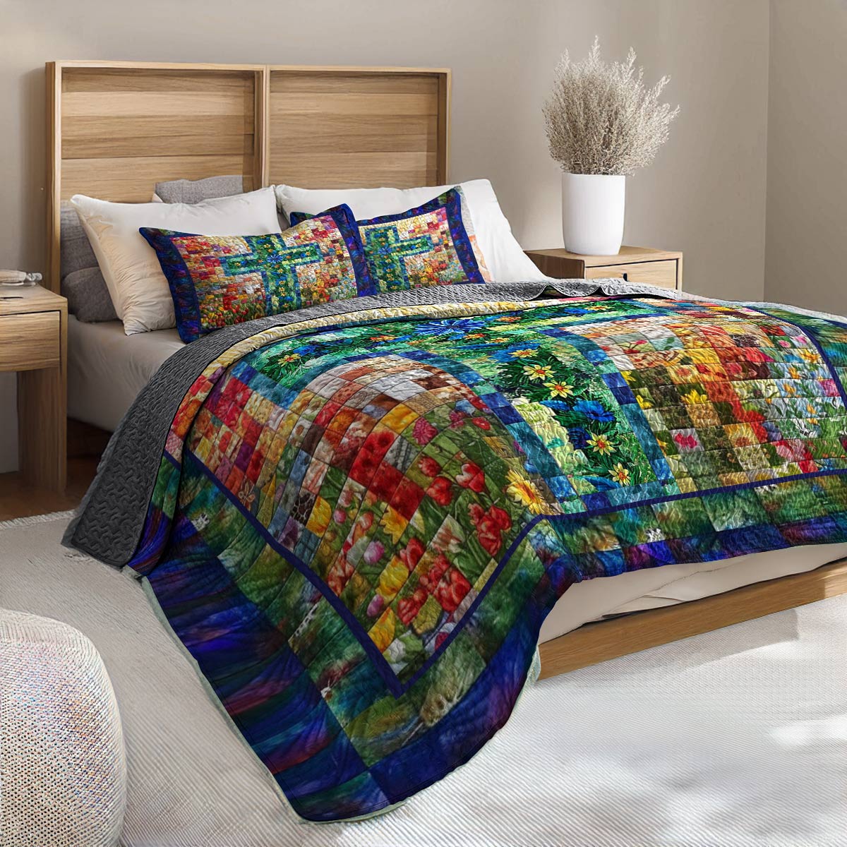 Shineful All Season Quilt 3-Piece Set My Soul Is Blooming