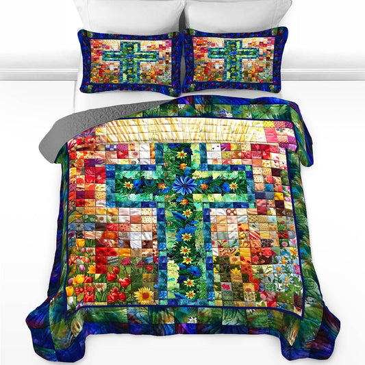 Shineful All Season Quilt 3-Piece Set My Soul Is Blooming