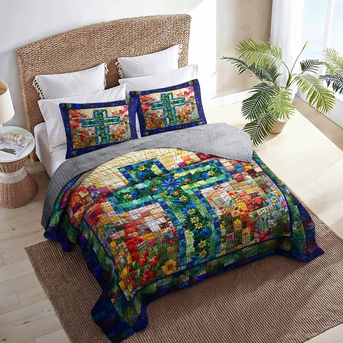 Shineful All Season Quilt 3-Piece Set My Soul Is Blooming