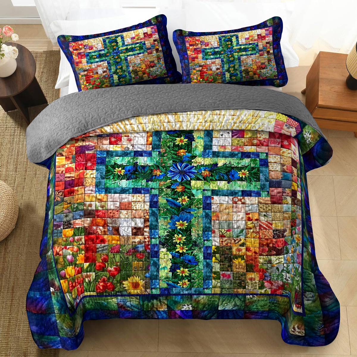 Shineful All Season Quilt 3-Piece Set My Soul Is Blooming