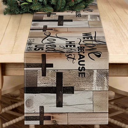 Shineful 2D Flat Print Quilted Table Runner Timeless Love Christian