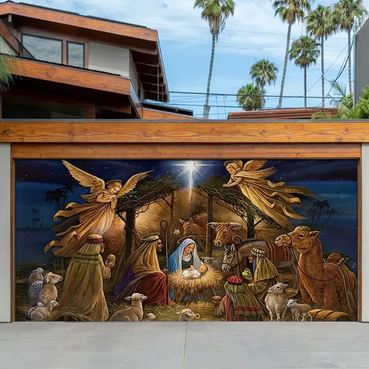 Shineful Garage Door Banner Decoration The Holy Nativity