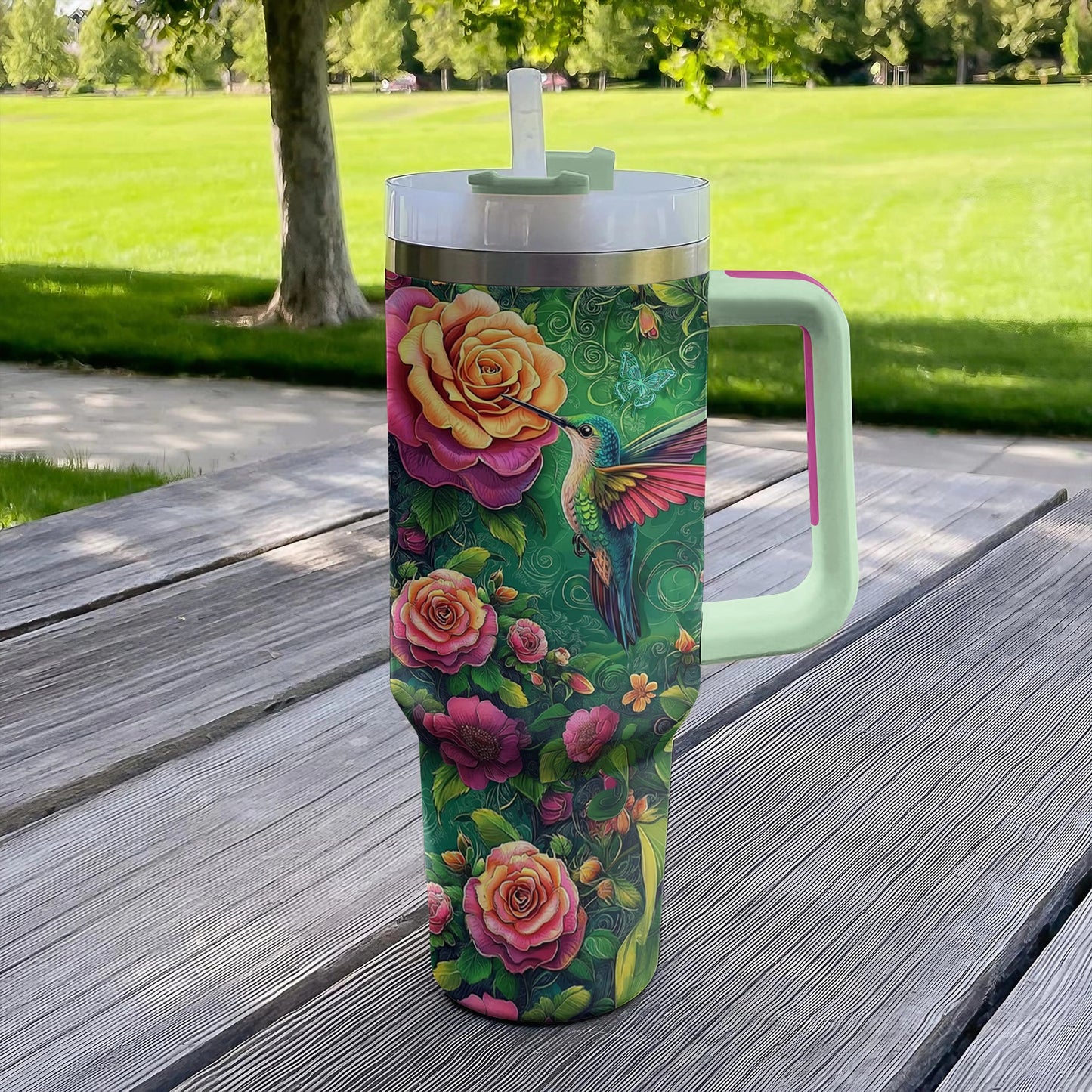 Shineful Tumbler Floral Hummingbird Harmony