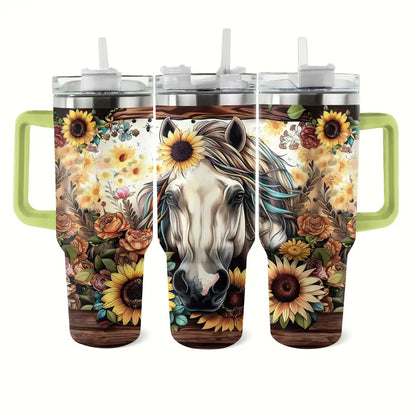 Shineful Tumbler Floral Horse Ver4