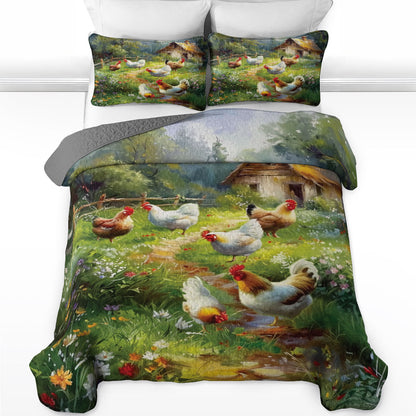 Shineful All Season Quilt 3-Piece Set Rustic Rooster Retreat