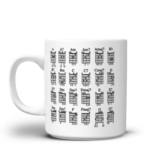 Tasse cadeau guitares en céramique brillante