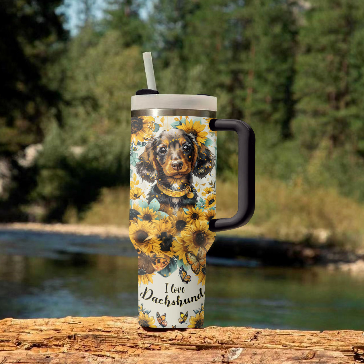 Shineful Tumbler Dachshund Sunflower Bliss