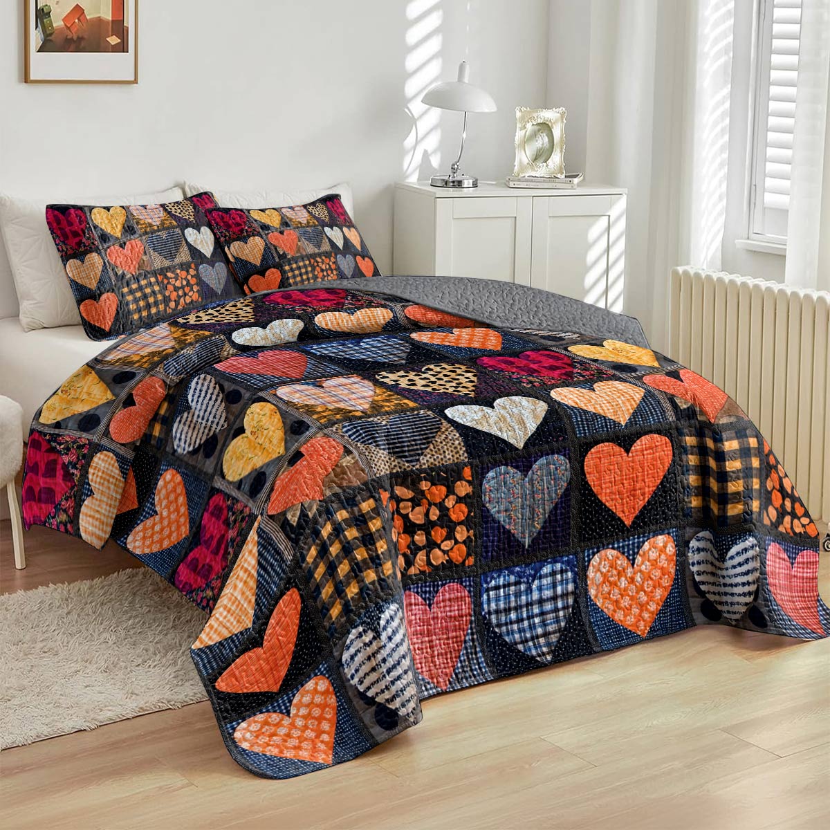 Shineful All Season Quilt 3-Piece Set Homely Heart