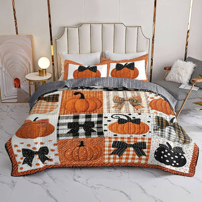 Shineful Flat Print All Season Quilt 3-Piece Set Pretty Pumpkins