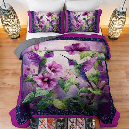 Shineful All Season Quilt 3-Piece Set Enchanting Hummingbird